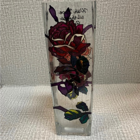 Joan Baker Designs Stained Glass Floral Vase Vintage - Picture 2 of 12
